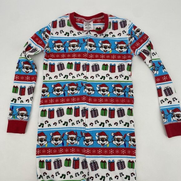 Bucees Youth Size Small Zipper Christmas Pajama Thermal Waffle Knit One Piece - Picture 3 of 7